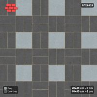 Interlock (Pasco) 20x40 cm · RC24-424 · Basketweave with Chequered Slab Inlays - Charcoal Edge