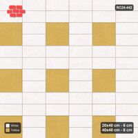 Interlock (Pasco) 20x40 cm · RC24-442 · Stacked Rows with Offset Chequered Slab Inlays - Ivory & Ochre