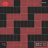 Interlock (Pasco) 20x40 cm · RC24-445 · Row-Alternating Pairs with Sparse Diagonal Slab Inlays - Red & Black