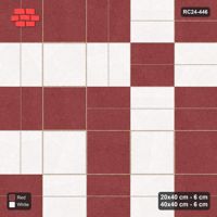 Interlock (Pasco) 20x40 cm · RC24-446 · Concentric Pairs with Inner Ring Slab Inlays and Kerb Frame - Burgundy & Ivory