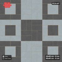 Interlock (Pasco) 20x40 cm · RC24-447 · Picture-Frame Modules with Slab Centres Alternating Columns with Basketweave and Kerb Frame - Charcoal Edge