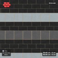 Interlock (Pasco) 20x40 cm · RC24-449 · Staggered Mixed Running Plank Rows between Slab Rows and Kerb Frame - Graphite Scale