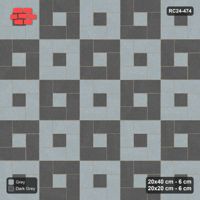 Interlock (Pasco) 20x40 cm · RC24-474 · Pinwheel, 20x20 Centres, Alternating Cells - Charcoal Edge
