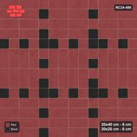 Interlock (Pasco) 20x40 cm · RC24-486 · Row-Alternating Stack Panels 80, Square Lines - Red & Black