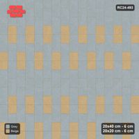 Interlock (Pasco) 20x40 cm · RC24-493 · Running Bond, 20x20 Inserts 1 in 4 Cols + Kerb - Warm Grey