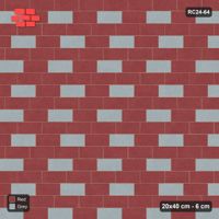 Interlock (Pasco) 20x40 cm · RC24-64 · Running bond 1/4, accent brick checker - Brick & Ash