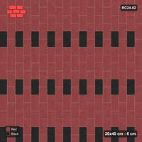 Interlock (Pasco) 20x40 cm · RC24-82 · Vertical running bond 1/2, accent bricks on a regular grid - Red & Black