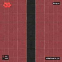 Interlock (Pasco) 20x40 cm · RC24-99 · Vertical stack bond, central cross - Red & Black