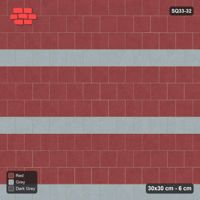 Interlock (Pasco) 30x30 cm · SQ33-32 · Half-bond running in a kerb frame, course stripes