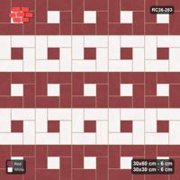 Interlock (Pasco) 30x60 cm · RC36-263 · Pinwheel CW, 30x30 Centres, Row Bands - Burgundy & Ivory