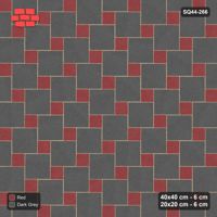 Interlock (Pasco) 40x40 cm · SQ44-266 · Offset Lattice, Solid Slabs, Kerb, 365 cm - Rust & Charcoal