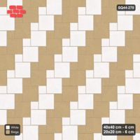 Interlock (Pasco) 40x40 cm · SQ44-270 · Offset Lattice, Row Tones, Mirrored, 360 cm - Ivory & Sand