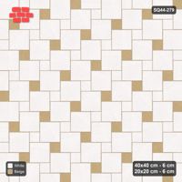 Interlock (Pasco) 40x40 cm · SQ44-279 · Offset Lattice, Dotted Tones, Mirrored - Ivory & Sand
