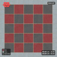 Interlock (Pasco) 40x40 cm · SQ44-287 · Checker Field, 20x20 Border, Solid Lines - Urban Brick