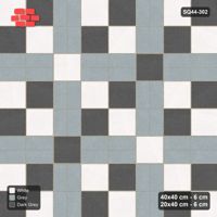Interlock (Pasco) 40x40 cm · SQ44-302 · Slab Panels, Double Plank Lines, Kerb, 360 cm - Monochrome