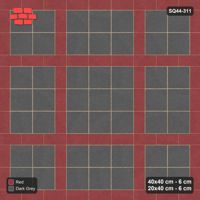 Interlock (Pasco) 40x40 cm · SQ44-311 · Slab Panels, Continuous Planks, 360 cm - Rust & Charcoal