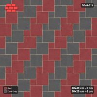 Interlock (Pasco) 40x40 cm · SQ44-319 · Offset Lattice, Row Tones, Mirrored - Rust & Charcoal