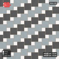 Interlock (Pasco) 40x40 cm · SQ44-326 · Offset Lattice, Row Tones, 340 cm - Monochrome