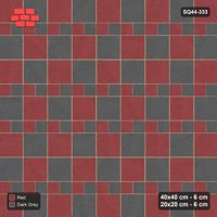 Interlock (Pasco) 40x40 cm · SQ44-333 · Checker Slabs, 20x20 Ribbons, Kerb, 390 cm - Rust & Charcoal