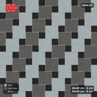 Interlock (Pasco) 40x40 cm · SQ44-353 · Offset Lattice, Stripes (Mirrored) + Kerb - Graphite Scale