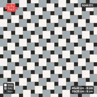 Interlock (Pasco) 40x40 cm · SQ44-371 · Offset Lattice, Chequer (Mirrored) - Tuxedo