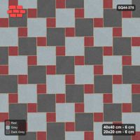 Interlock (Pasco) 40x40 cm · SQ44-378 · Offset Lattice, Chequer (Mirrored) + Kerb - Urban Brick