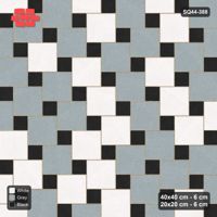 Interlock (Pasco) 40x40 cm · SQ44-388 · Offset Lattice, Blend + Kerb - Tuxedo
