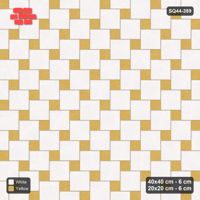 Interlock (Pasco) 40x40 cm · SQ44-389 · Offset Lattice, Accents (Mirrored) - Ivory & Ochre