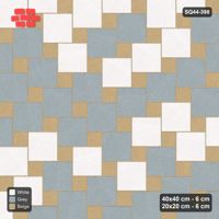 Interlock (Pasco) 40x40 cm · SQ44-398 · Offset Lattice, Blend + Kerb - Coastal