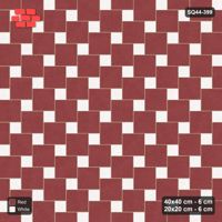 Interlock (Pasco) 40x40 cm · SQ44-399 · Offset Lattice, Accents (Mirrored) - Burgundy & Ivory