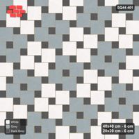 Interlock (Pasco) 40x40 cm · SQ44-401 · Offset Lattice, Blocks (Mirrored) - Monochrome
