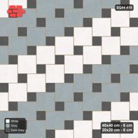 Interlock (Pasco) 40x40 cm · SQ44-418 · Offset Lattice, Bands + Kerb - Monochrome