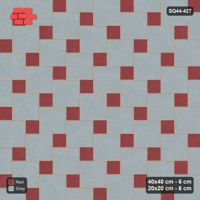 Interlock (Pasco) 40x40 cm · SQ44-427 · Offset Lattice, Swapped (Mirrored) - Brick & Ash