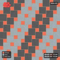 Interlock (Pasco) 40x40 cm · SQ44-433 · Offset Lattice, Bands (Mirrored) + Kerb - Sunset Slate