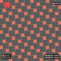 Interlock (Pasco) 40x40 cm · SQ44-442 · Offset Lattice, Swapped (Mirrored) - Ember
