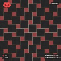 Interlock (Pasco) 40x40 cm · SQ44-447 · Offset Lattice, Swapped (Mirrored) - Red & Black