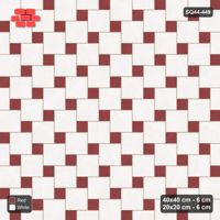 Interlock (Pasco) 40x40 cm · SQ44-449 · Offset Lattice, Swapped - Burgundy & Ivory