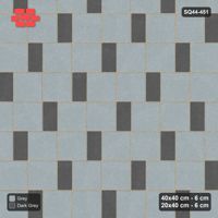 Interlock (Pasco) 40x40 cm · SQ44-451 · Slab Pair + Plank Step, Solid Slabs, Right - Charcoal Edge