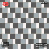 Interlock (Pasco) 40x40 cm · SQ44-452 · Slab Pair + Plank Step, Alternating, Left - Monochrome
