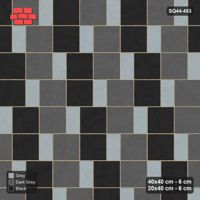Interlock (Pasco) 40x40 cm · SQ44-453 · Slab Pair + Plank Step, Checker, Kerb - Graphite Scale