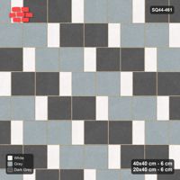 Interlock (Pasco) 40x40 cm · SQ44-461 · Slab Pair + Plank Step, Pair Tones, Right, Kerb - Monochrome
