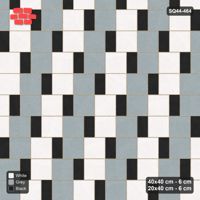 Interlock (Pasco) 40x40 cm · SQ44-464 · Slab Pair + Plank Step, Checker, Left, 380 cm - Tuxedo