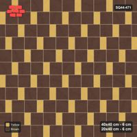 Interlock (Pasco) 40x40 cm · SQ44-471 · Slab Pair + Plank Step, Solid Slabs, Right, 440 cm - Harvest