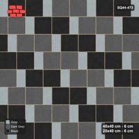 Interlock (Pasco) 40x40 cm · SQ44-473 · Slab Pair + Plank Step, Pair Tones, Kerb - Graphite Scale