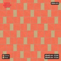 Interlock (Pasco) 40x40 cm · SQ44-474 · Slab Pair + Plank Step, Solid Slabs, Left - Clay Court