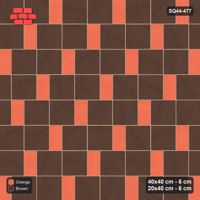 Interlock (Pasco) 40x40 cm · SQ44-477 · Slab Pair + Plank Step, Solid Slabs, Kerb - Burnt Clay