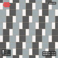 Interlock (Pasco) 40x40 cm · SQ44-482 · Slab Pair + Plank Step, Checker, Left, 360 cm - Monochrome
