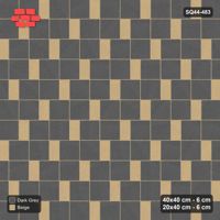 Interlock (Pasco) 40x40 cm · SQ44-483 · Slab Pair + Plank Step, Solid Slabs, Right - Stone & Earth