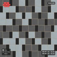 Interlock (Pasco) 40x40 cm · SQ44-484 · Slab Pair + Plank Step, Blend, Left, 360 cm - Graphite Scale