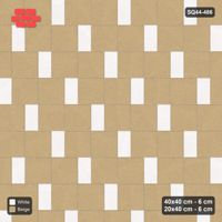 Interlock (Pasco) 40x40 cm · SQ44-486 · Slab Pair + Plank Step, Solid Slabs, Left - Ivory & Sand
